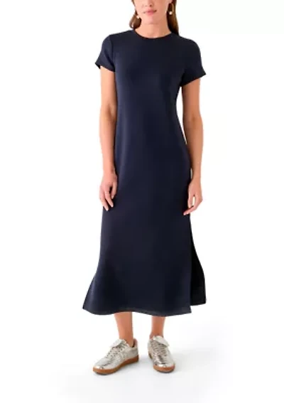 Women's Short Sleeve Scuba Midi Dress