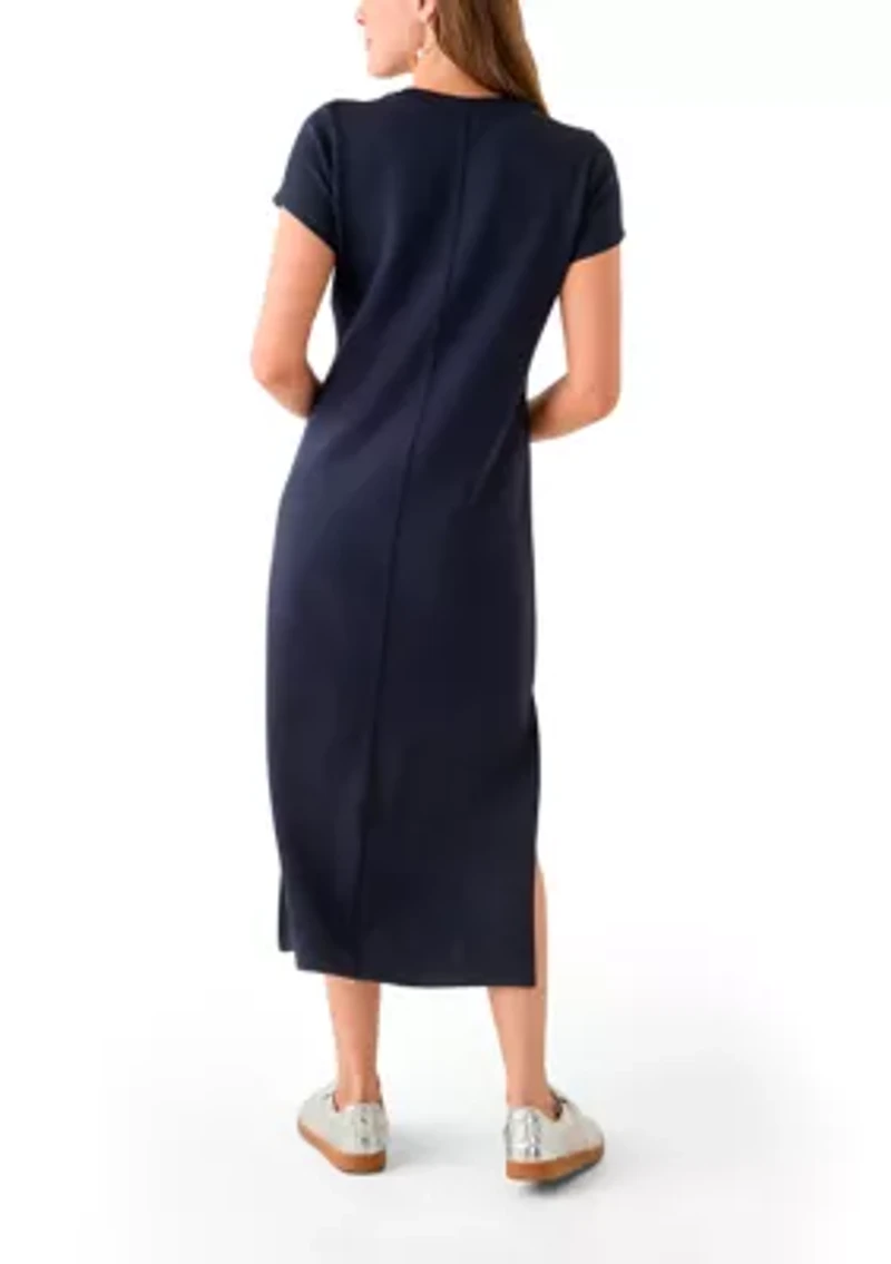 Women's Short Sleeve Scuba Midi Dress