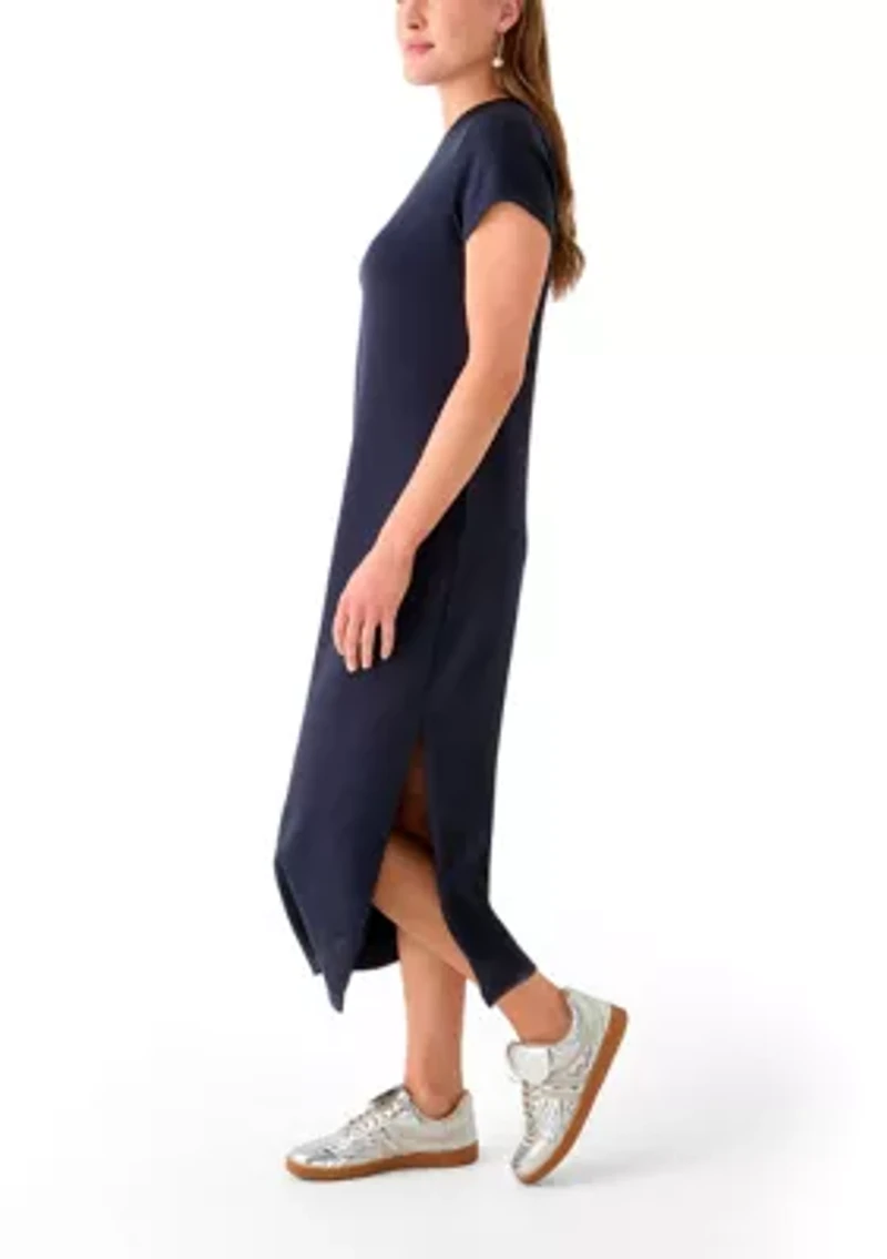 Women's Short Sleeve Scuba Midi Dress