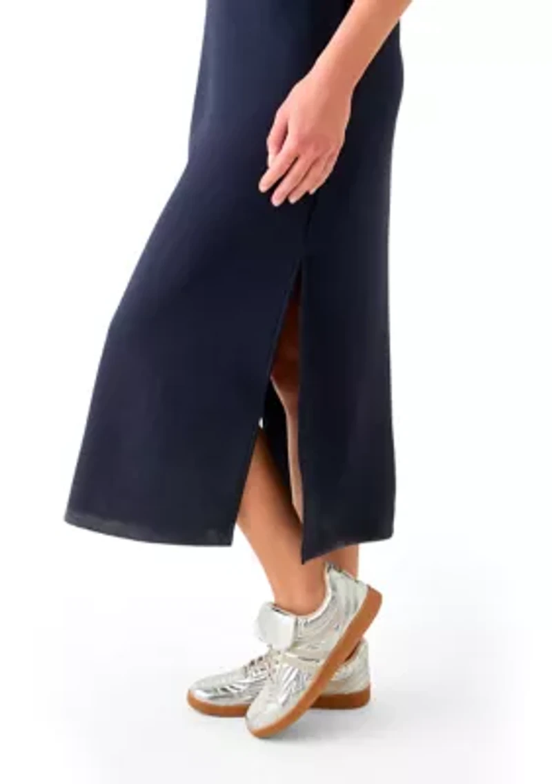 Women's Short Sleeve Scuba Midi Dress