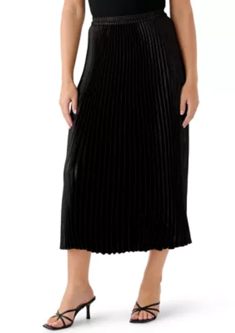 Women's Pull On Mesh Pleated Midi Skirt