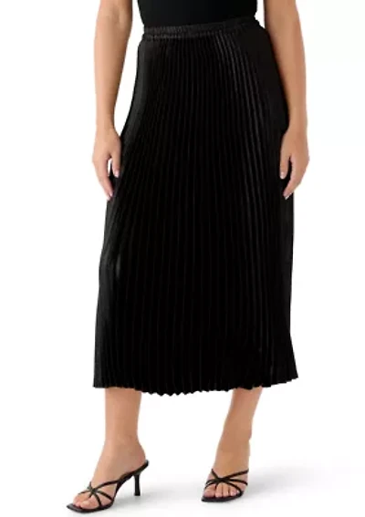 Women's Pull On Mesh Pleated Midi Skirt