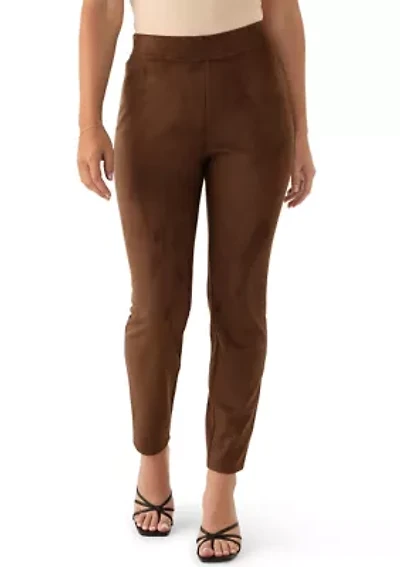 Women's Pull On Faux Suede Slim Ankle Pants