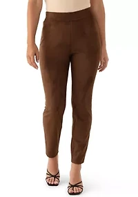 Women's Pull On Faux Suede Slim Ankle Pants