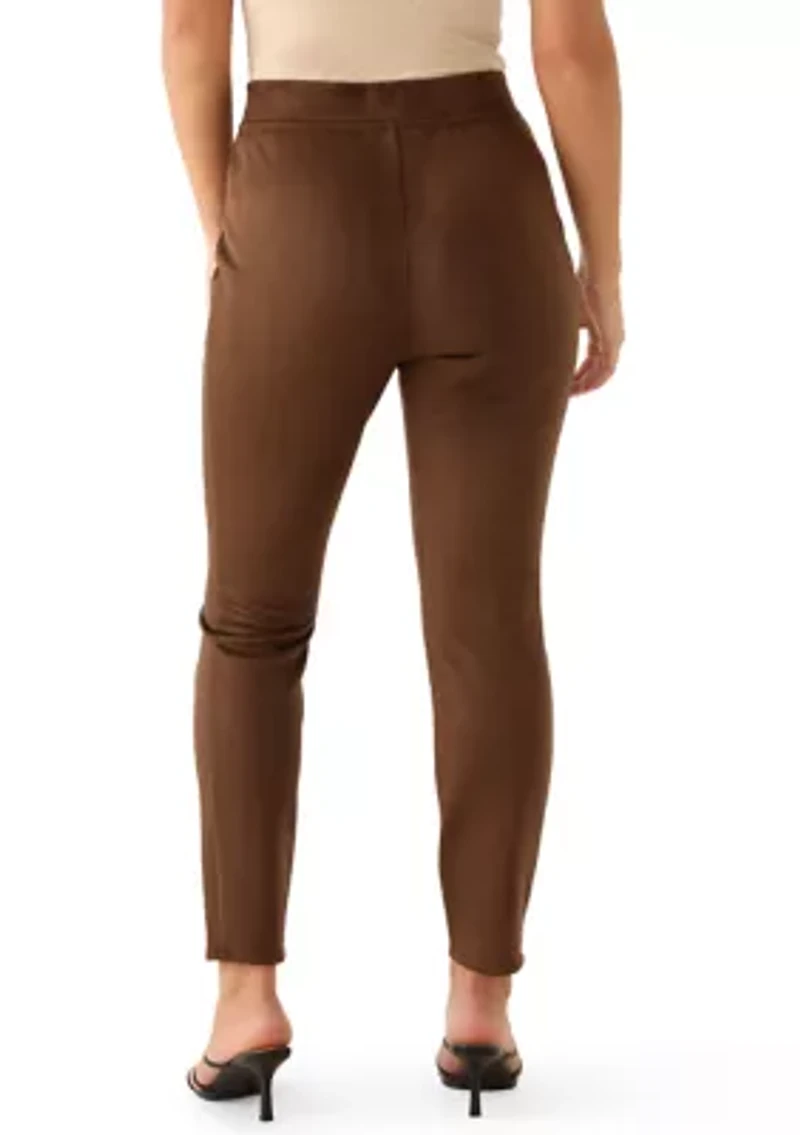 Women's Pull On Faux Suede Slim Ankle Pants