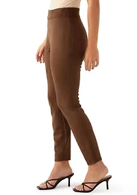 Women's Pull On Faux Suede Slim Ankle Pants