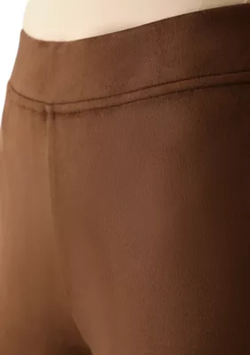 Women's Pull On Faux Suede Slim Ankle Pants