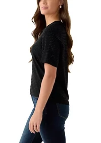 Women's Short Sleeve Johnny Collar Top