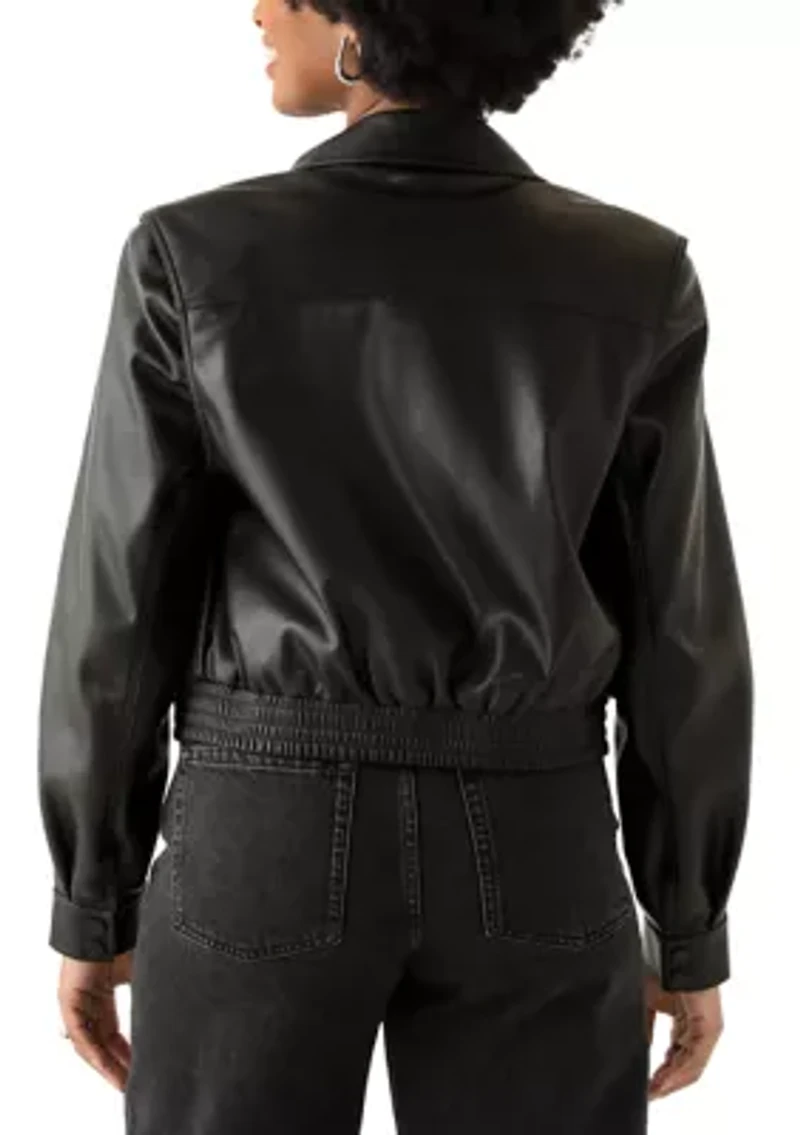 Women's Faux Leather Collard Jacket