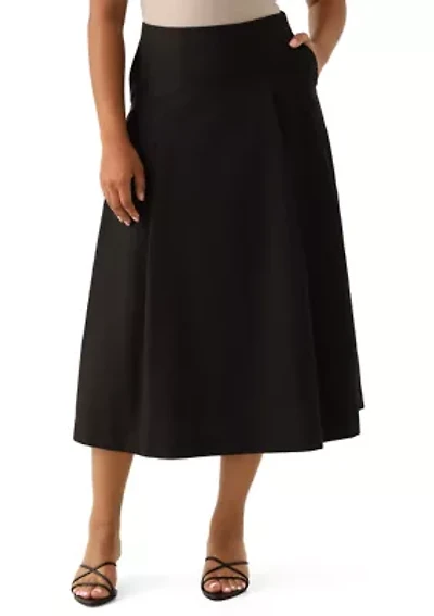 Women's Pleated Flared Midi Skirt