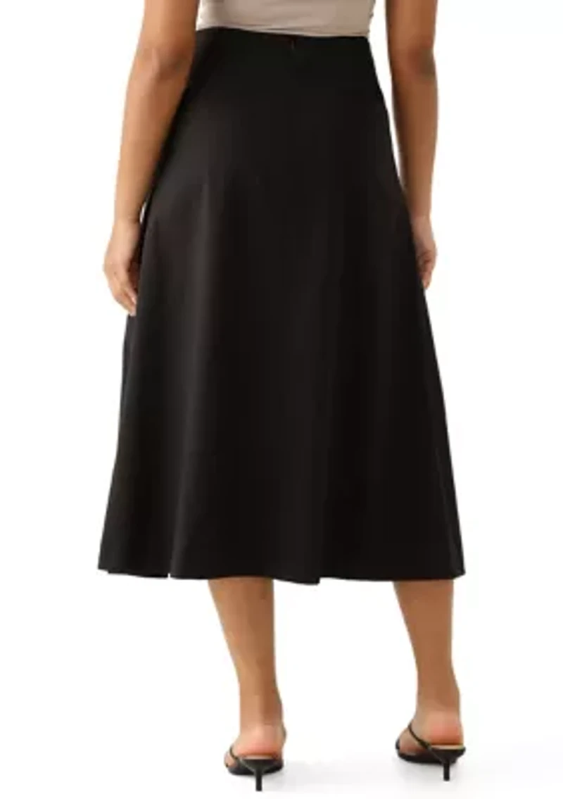 Women's Pleated Flared Midi Skirt