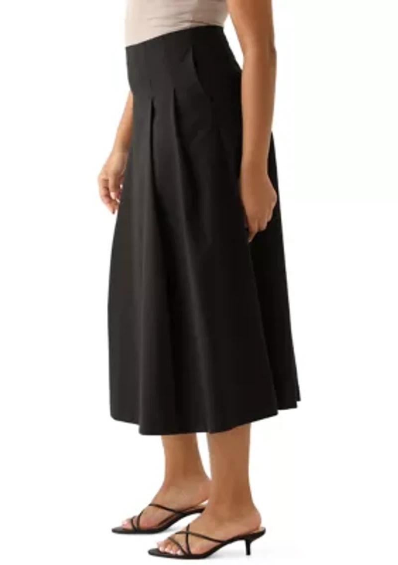 Women's Pleated Flared Midi Skirt