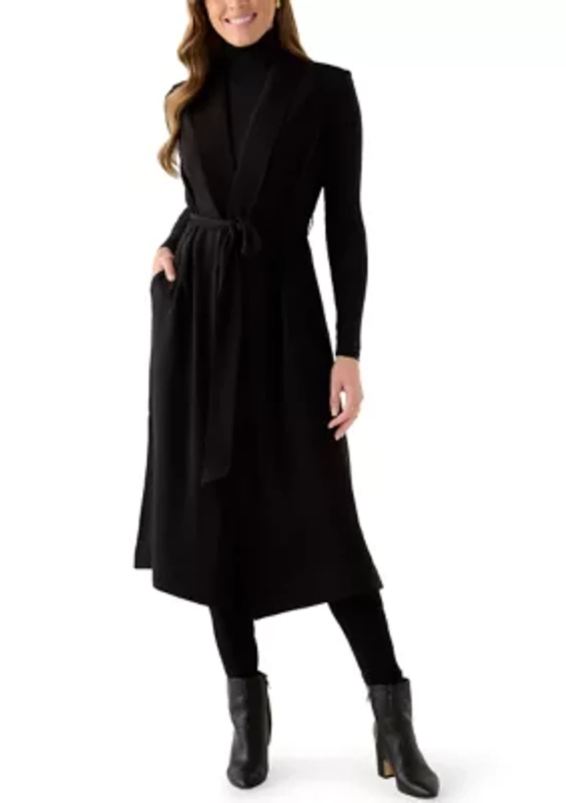 Women's Sleeveless Robe with Belt and Pork Chop Pockets