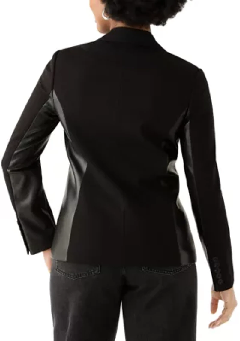 Women's Vegan Leather Ponte Blazer