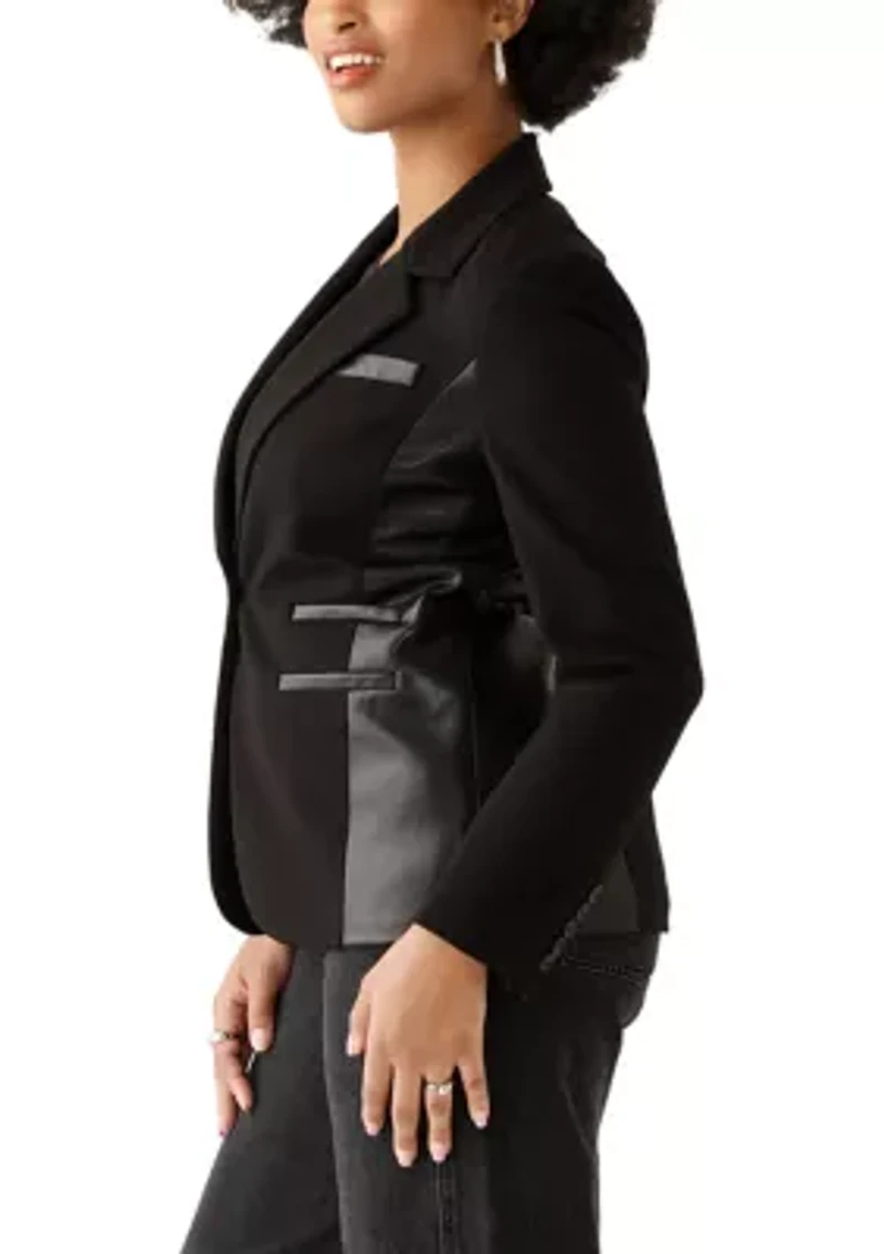 Women's Vegan Leather Ponte Blazer