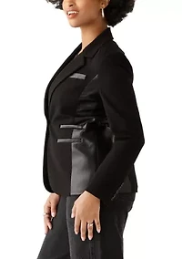 Women's Vegan Leather Ponte Blazer