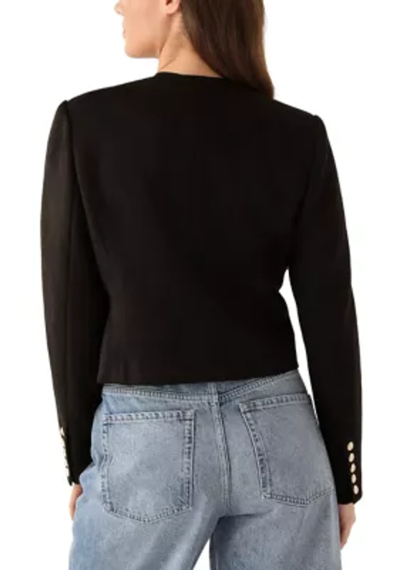 Women's Open Button Front Suede Jacket