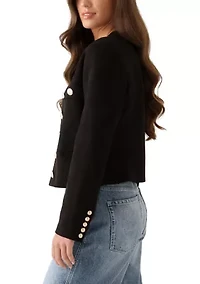 Women's Open Button Front Suede Jacket
