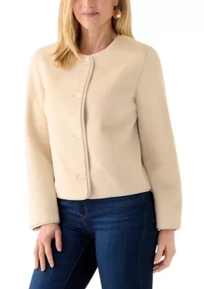 Women's Button Front Faux Fur Jacket