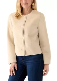 Women's Button Front Faux Fur Jacket