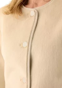 Women's Button Front Faux Fur Jacket