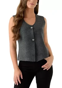 Women's Sweater Vest with Novelty Buttons