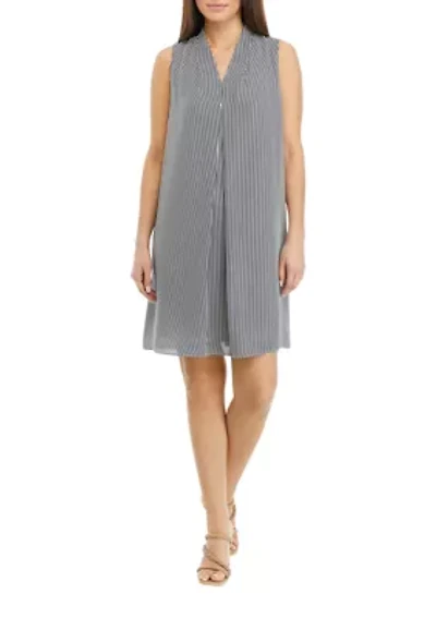 Petite Sleeveless V-Neck Striped Dress