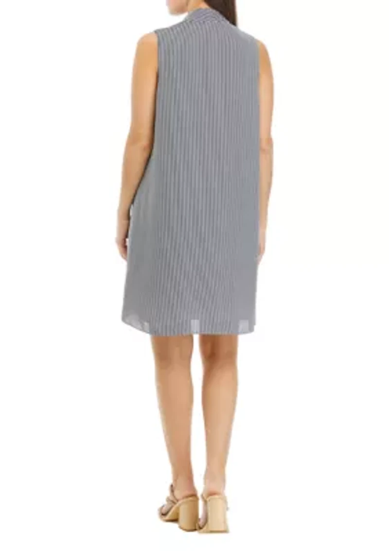 Petite Sleeveless V-Neck Striped Dress
