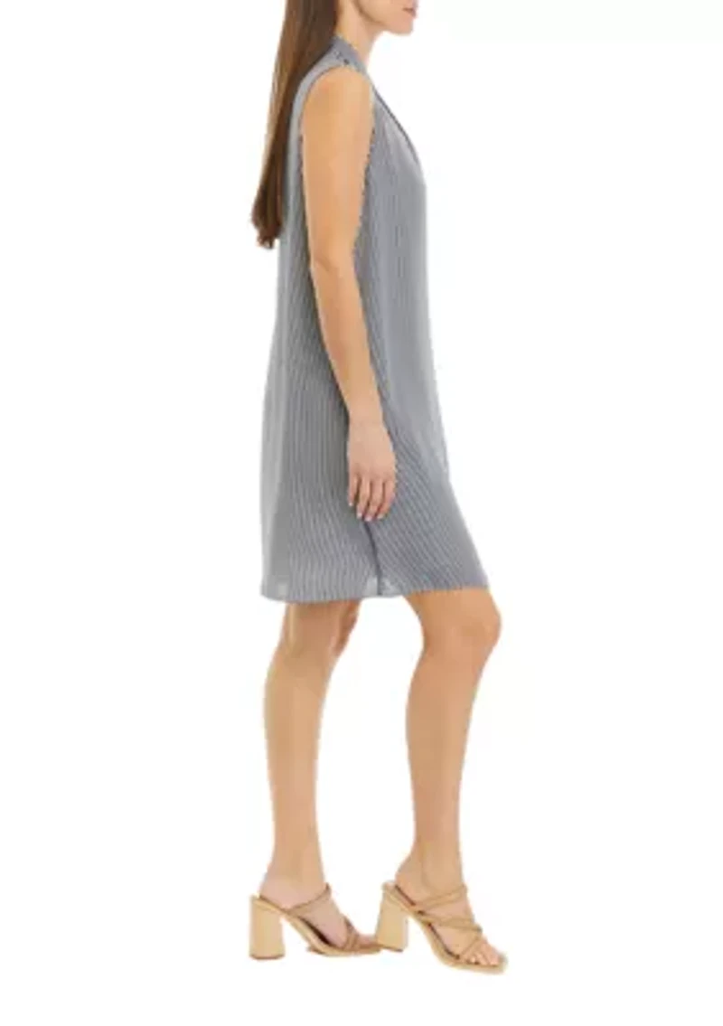 Petite Sleeveless V-Neck Striped Dress