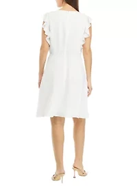 Petite Sleeveless V-Neck Dress with Ruffles