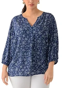 Plus Elbow Sleeve Popover Top