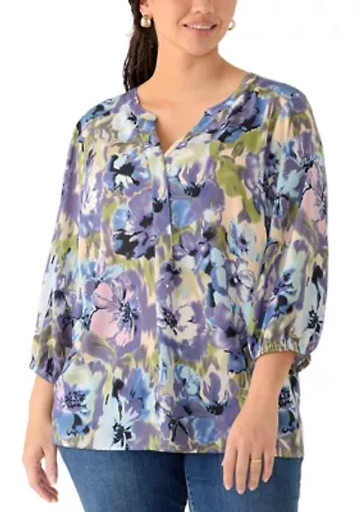 Plus Elbow Sleeve Popover Top