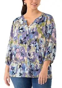 Plus Elbow Sleeve Popover Top