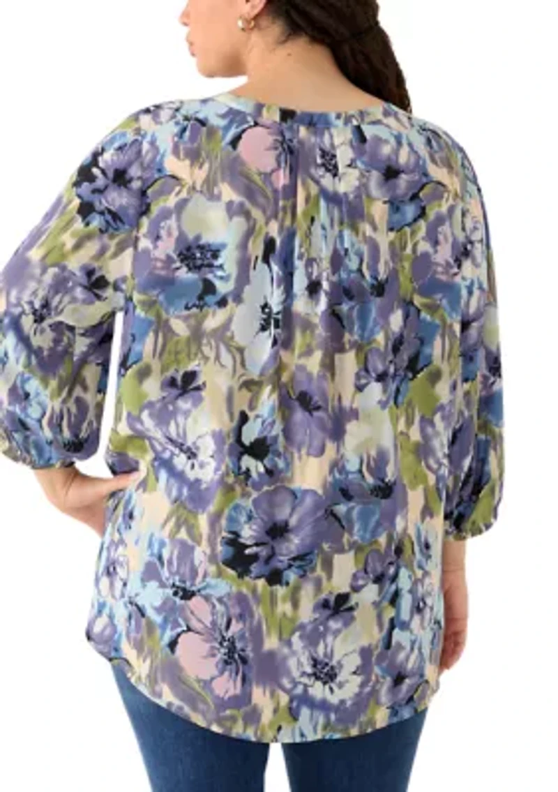 Plus Elbow Sleeve Popover Top