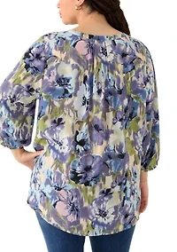 Plus Elbow Sleeve Popover Top