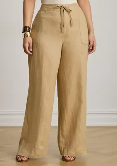 Plus Linen Wide Leg Pants