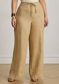 Plus Linen Wide Leg Pants