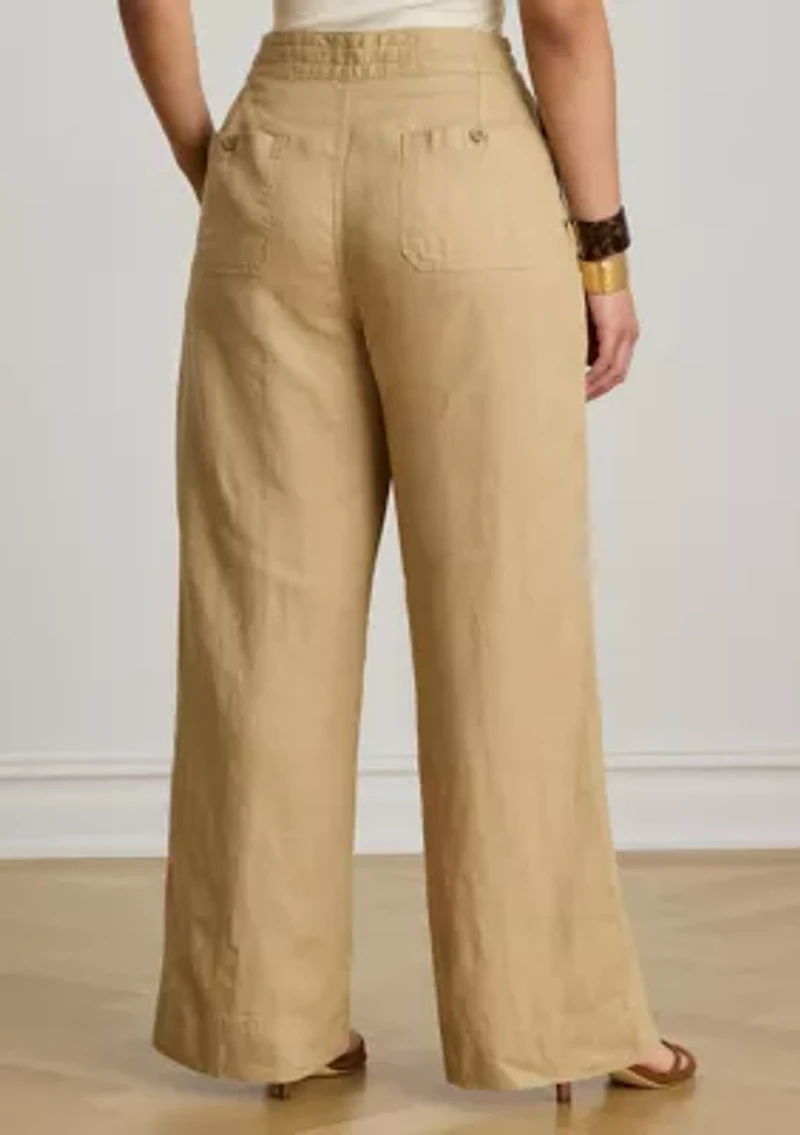 Plus Linen Wide Leg Pants