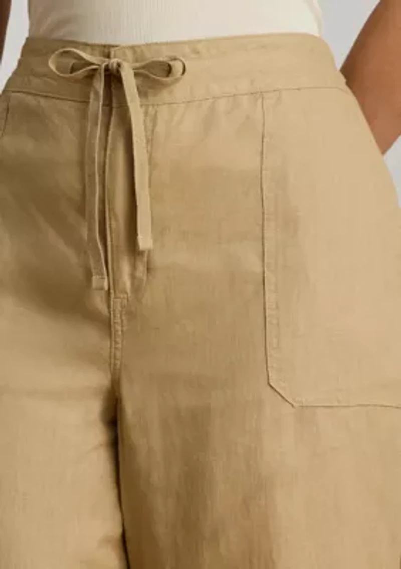 Plus Linen Wide Leg Pants