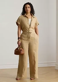 Plus Linen Wide Leg Pants