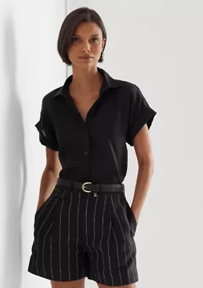Relaxed Fit Linen Short-Sleeve Shirt