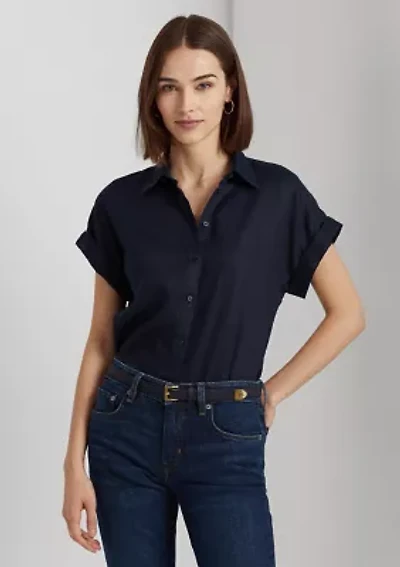 Relaxed Fit Linen Short-Sleeve Shirt
