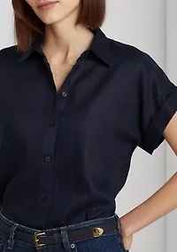 Relaxed Fit Linen Short-Sleeve Shirt