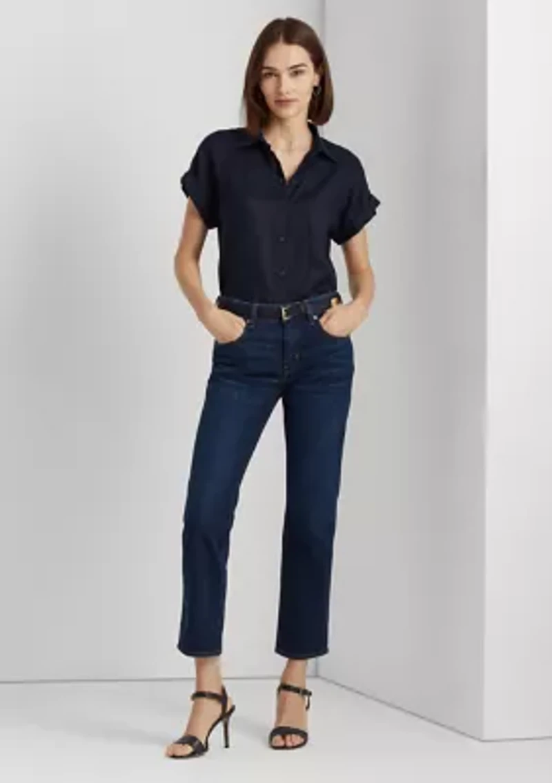 Relaxed Fit Linen Short-Sleeve Shirt