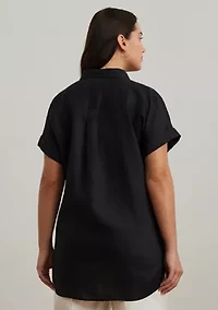 Plus Linen Dolman Sleeve Shirt