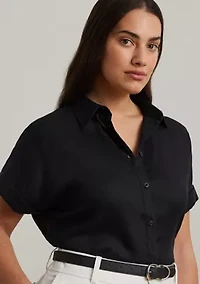 Plus Linen Dolman Sleeve Shirt