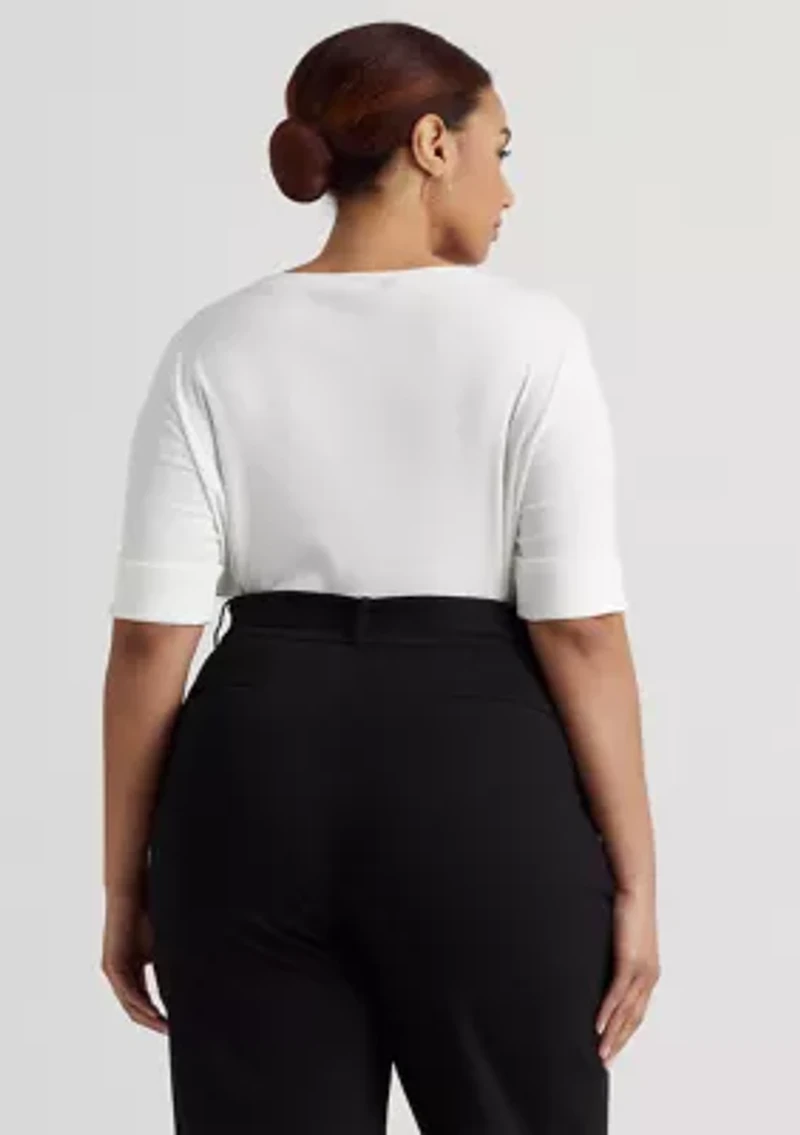 Plus Cotton-Blend Boatneck Top