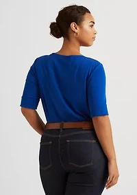 Plus Cotton-Blend Boatneck Top