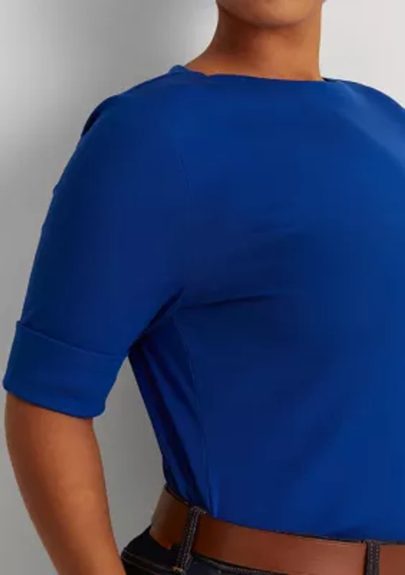 Plus Cotton-Blend Boatneck Top