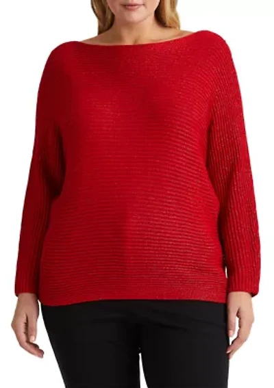 Plus Dolman Sleeve Boatneck Sweater